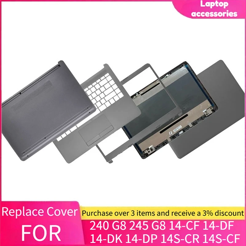New For HP 240 G8 245 G8 14-CF 14-DF 14-DK 14-DP 14S-CR 14S-CF Gray Screen Back Cover Front Bezel Hinges Palmrest Bottom Case