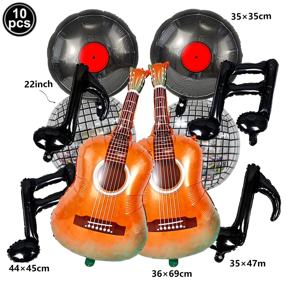 Musik-Party-Luftballons Aufblasbare Gitarren-Schallplatten-Noten-Folienballons Kinder Musik-Konzert-Themen Geburtstagsparty Gitarren-Ballon-Dekoration – Detail 5