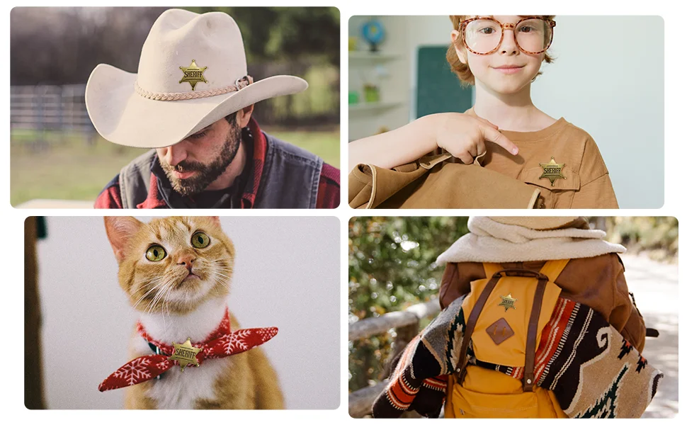 Sheriff-Unteroffizier-Abzeichen Cosplay Western-Polizei-Weste Anstecknadel Exquisite Broschen Western-Polizei Cowboy-Kostüme Party-Karnevals-Dekoration – Detail 1