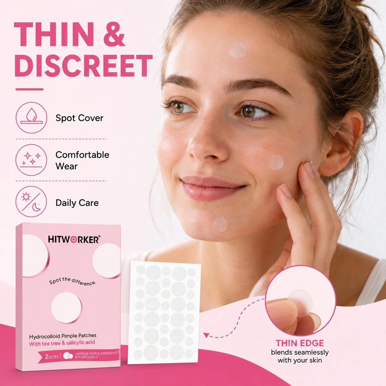 Hydrocolloid Acne Patches (180/360/540 Pieces) – Invisible, High-Quality Acne Patches Containing Salicylic Acid and