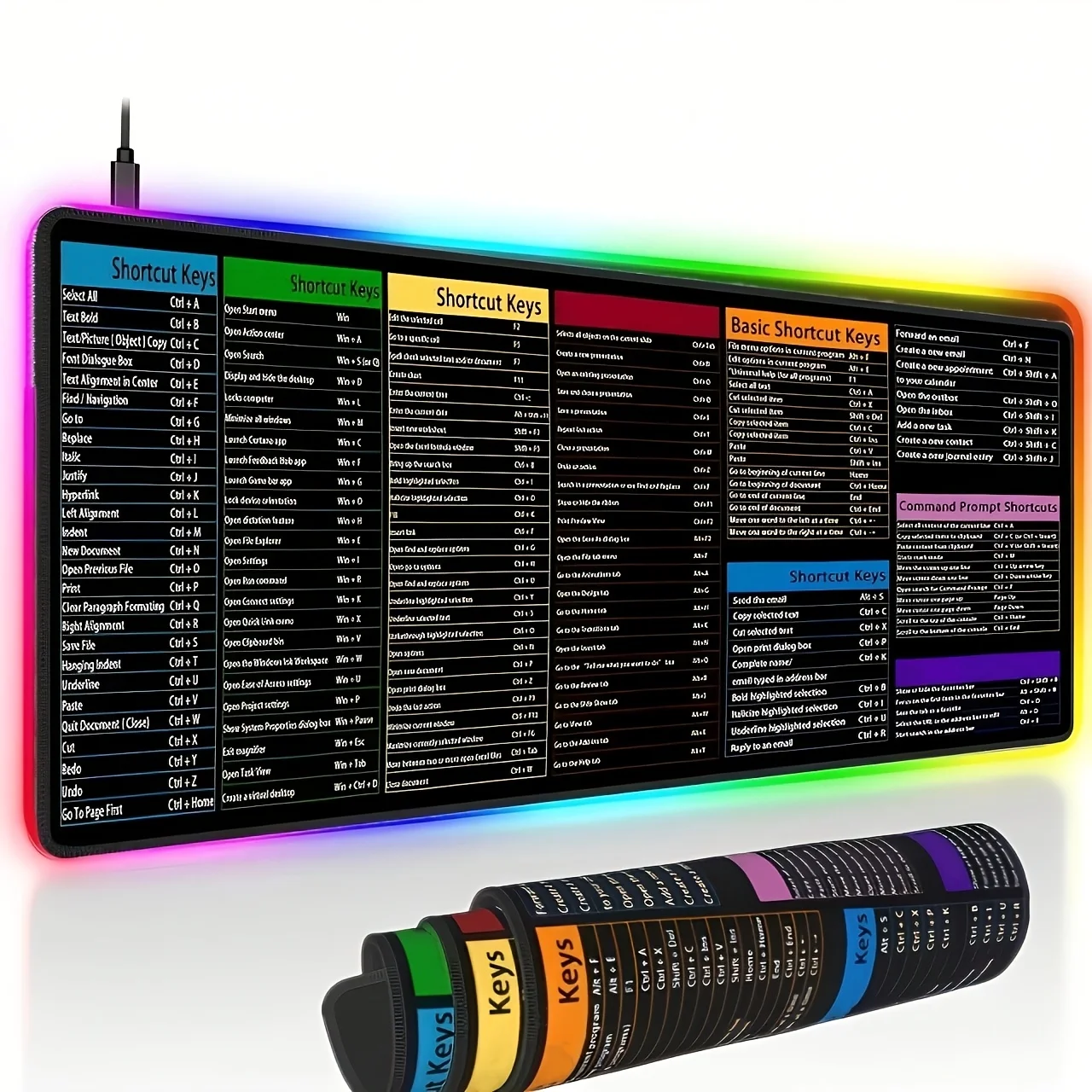 KIMITOOL RGB Excel Cheat Sheet Desk Pad XL