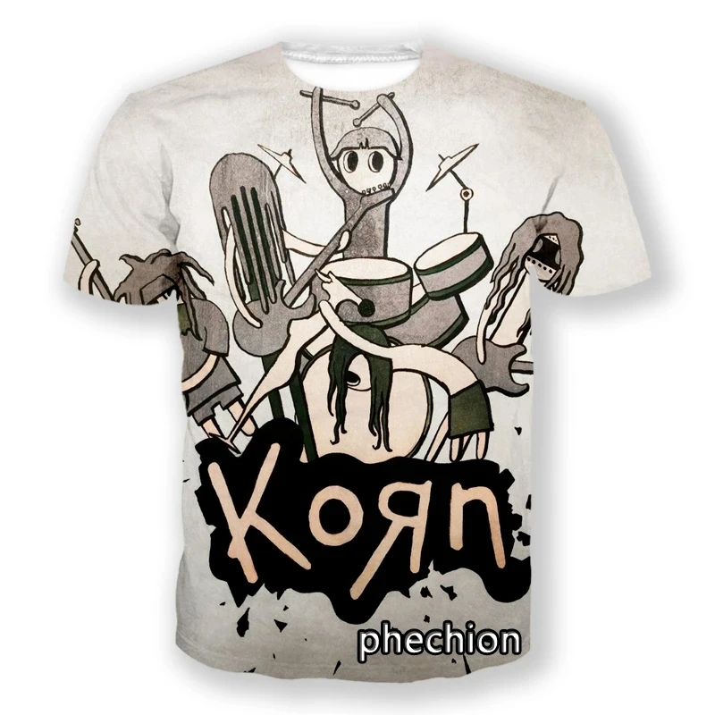 Popular Classic Nu Metal Band Korn 3D Printed Men/Women T shirt Summer Hip Hop Trend Short Sleeve Top Oversized O-Neck Tee Shirt