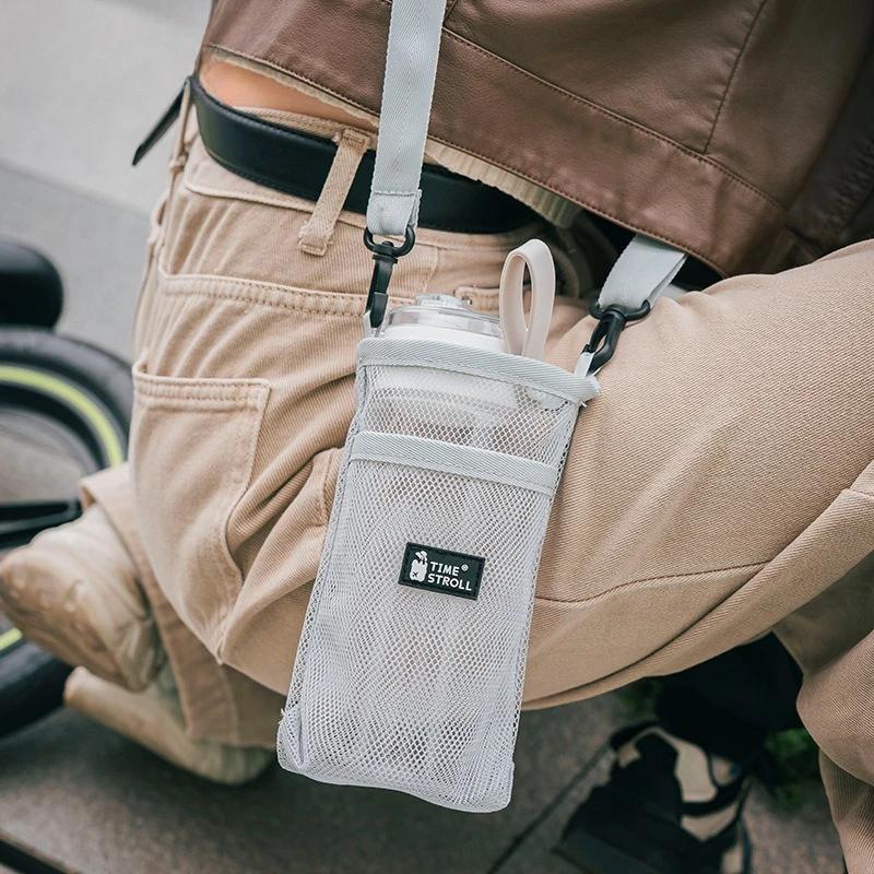 

1PC Portable Sport Water Bottle Mesh Sleeve Bag, Cover Case Pouch, Essential Camping Universal Drinkware Accessory
