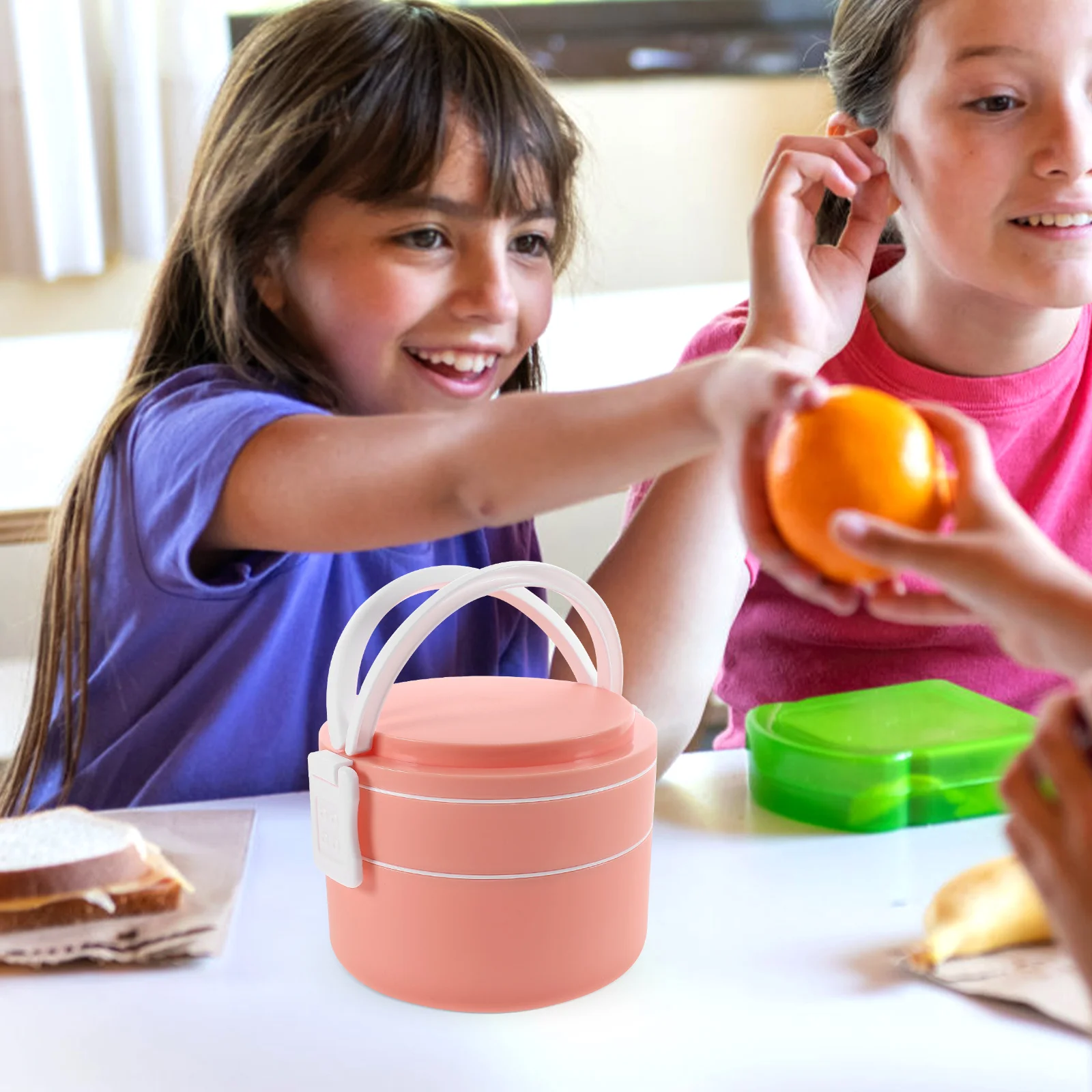 

Microwavable Lunch Box 1.3L Double Layer Plastic Containers Separate Compartments Flavor Proof Microwave Safe Portable