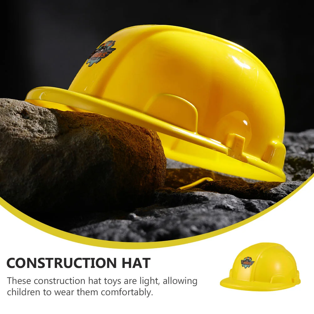 2 Pcs Toy Set Tool Hat Child Caps Kids Construction Hard Plastic Yellow Hats Building Dress Up