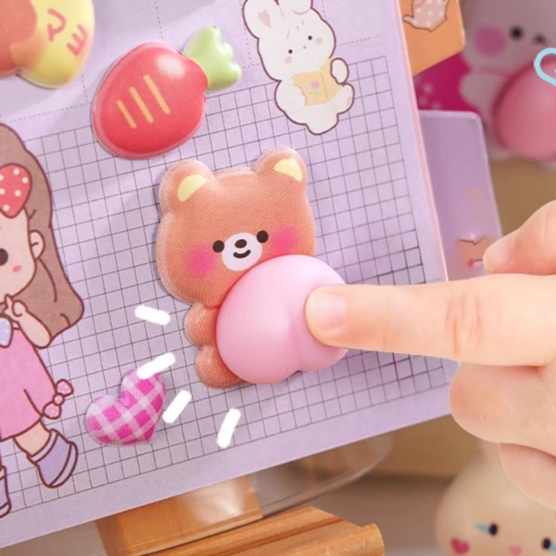 Cute Cartoon Animals 3D Peach Ass Sticker Creative Fun Stress-relieving Pinch Stickers for Kid Gift Phone Case Journal DIY Decor