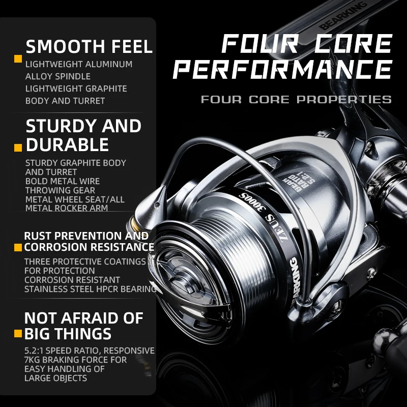 ترصيع-صيد سمك مع بكرة من الفولاذ المقاوم للصدأ ، سلسلة Zeus II ، الموديل ، 9BB ggging System ، قوة قصوى تبلغ 7 ،: 1