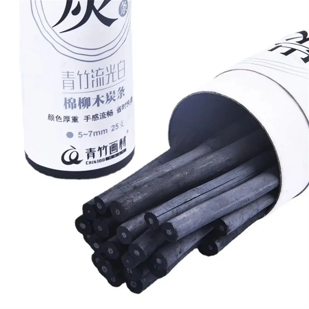 Varas de carvão vegetal de videira profissional para desenho de esboço, conjunto de barras de carvão vegetal de salgueiro, dia Thging para artista, 2-5 5-7mm, 7-9mm, 25pcs