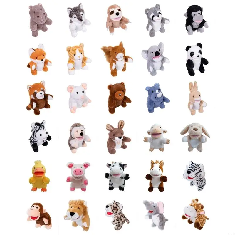 Y88D مفصلية الفم الحيوان دمية يد ألعاب من نسيج مخملي دمية محشوة ناعمة على شكل حيوان للأطفال التفاعلية التظاهر اللعب الفصول القصة