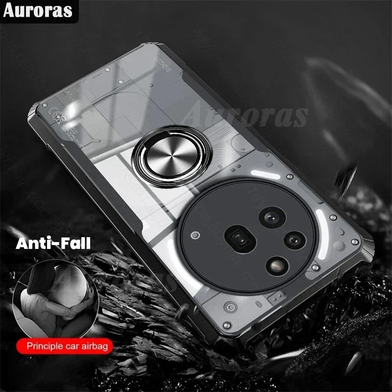 Transparente, stoßfeste Acryl-Handyhülle für Nothing Phone 3A Pro 3, A, Magnethalter, Ring, Fundas für Nothing Phone 3A Pro 3A