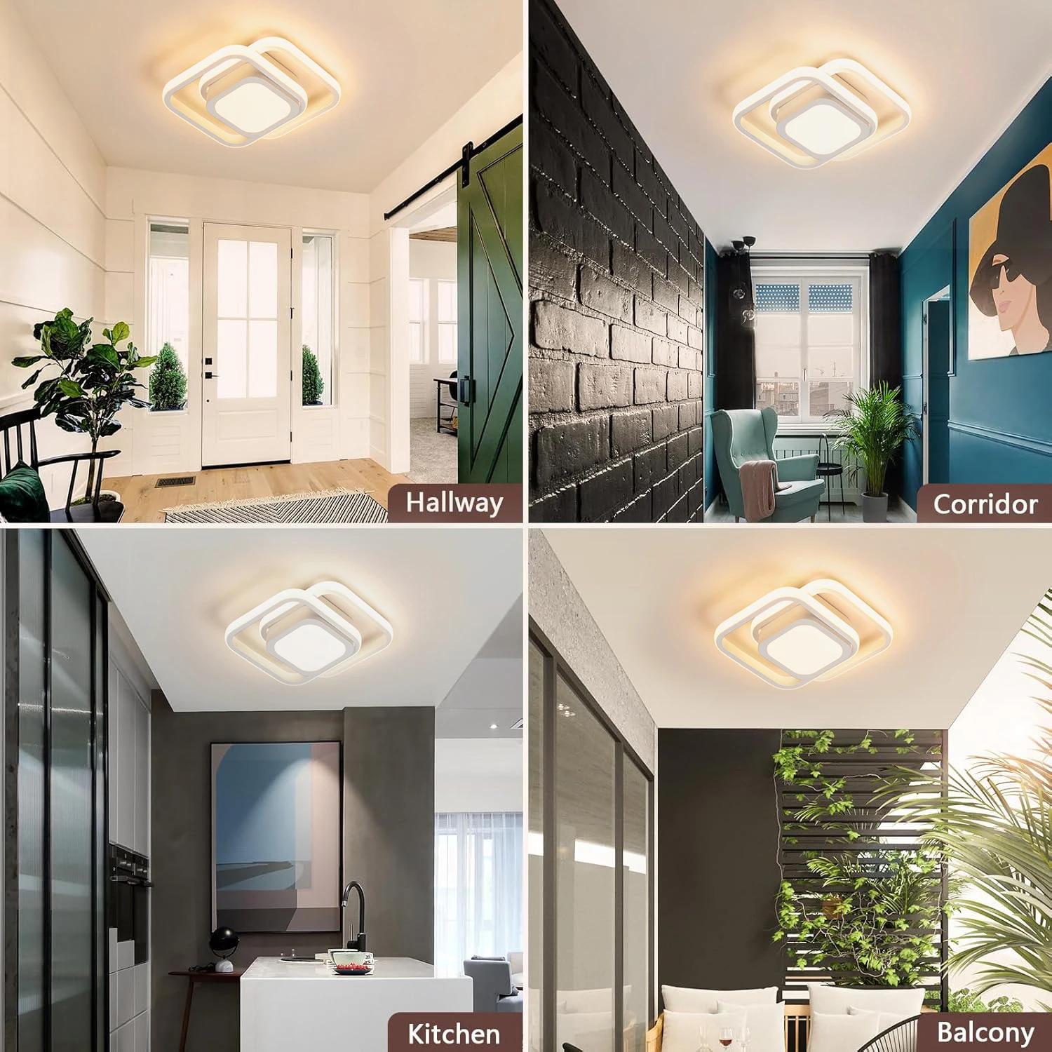 Modern LED Ceiling Light 2 Rings Creative Design Ceiling Lamp Indoor Lighting Fixtures Hallway Balcony Aisle Office Light