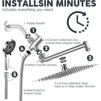 拉絲金浴室配件套裝,包括馬桶刷架、衛生紙架、毛巾桿、置物架、掛鉤和皂碟等五金配件。 10 最佳銷售 浴室配件套裝 - №4