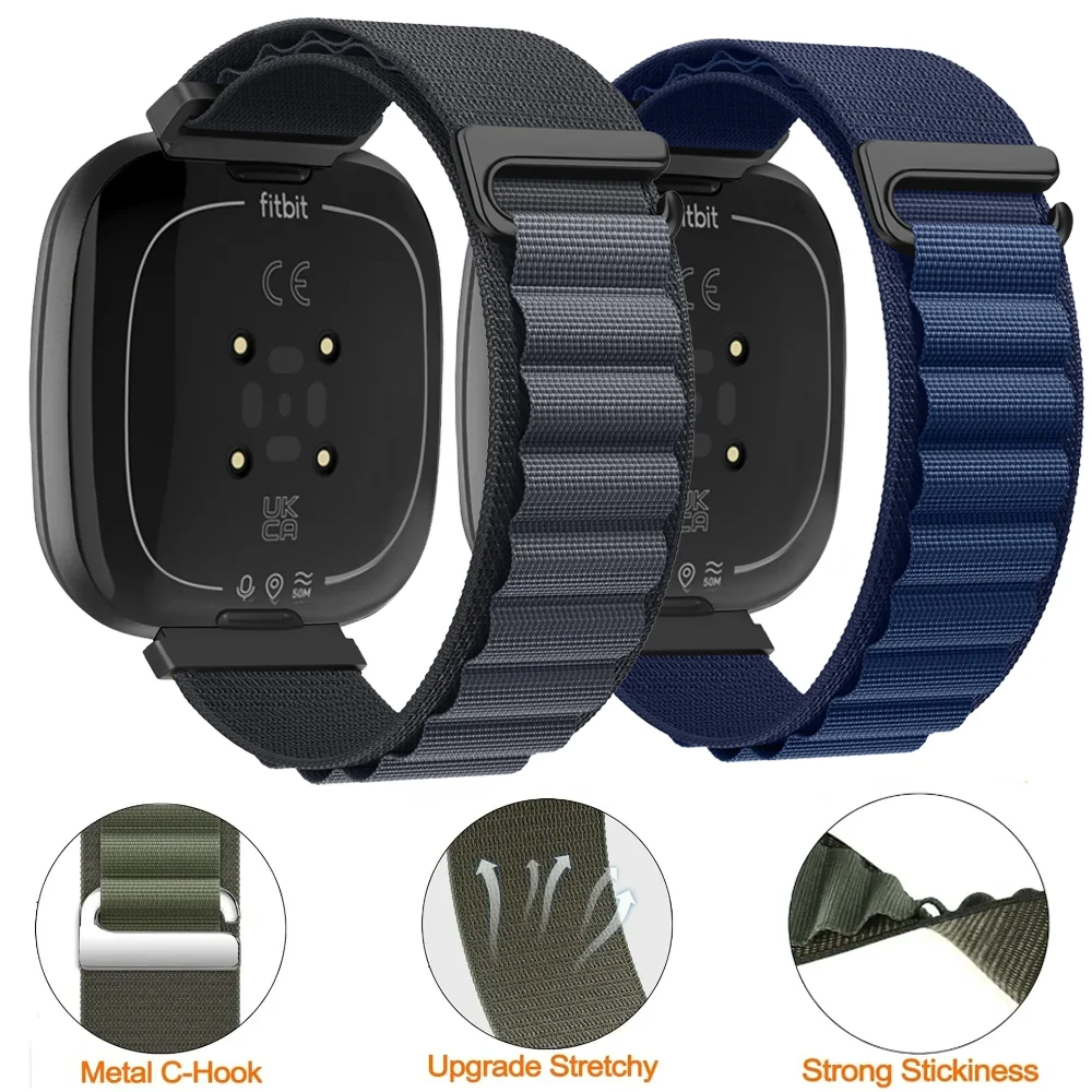 Alpine Sports Loop Nylonarmband für Fitbit Versa 4 3 Smartwatch Ersatzarmband Armband Fitbit Sense 2 1 Band Zubehör