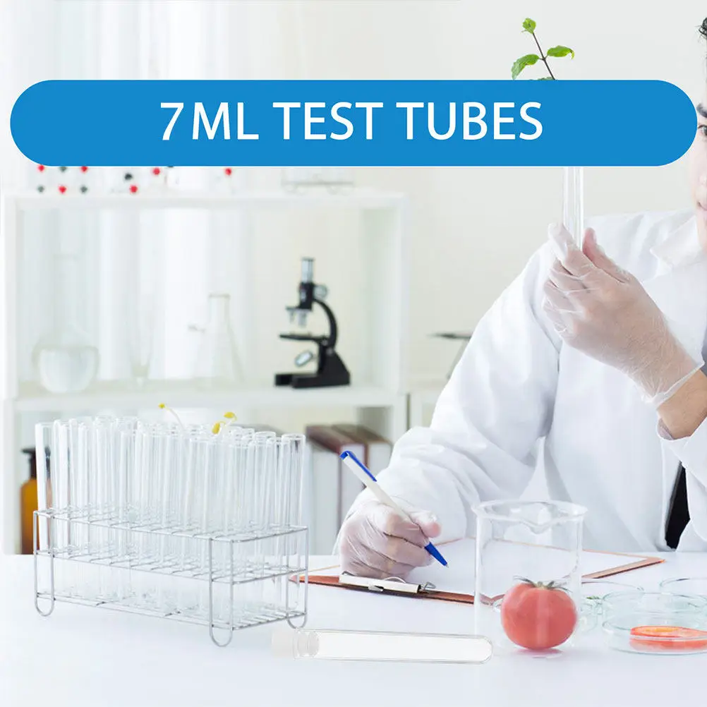 

100 шт. прозрачных пластиковых пробирок, маленькие пробирки для детей с пробками, для лабораторного использования, пробирки 7 мл с пробками