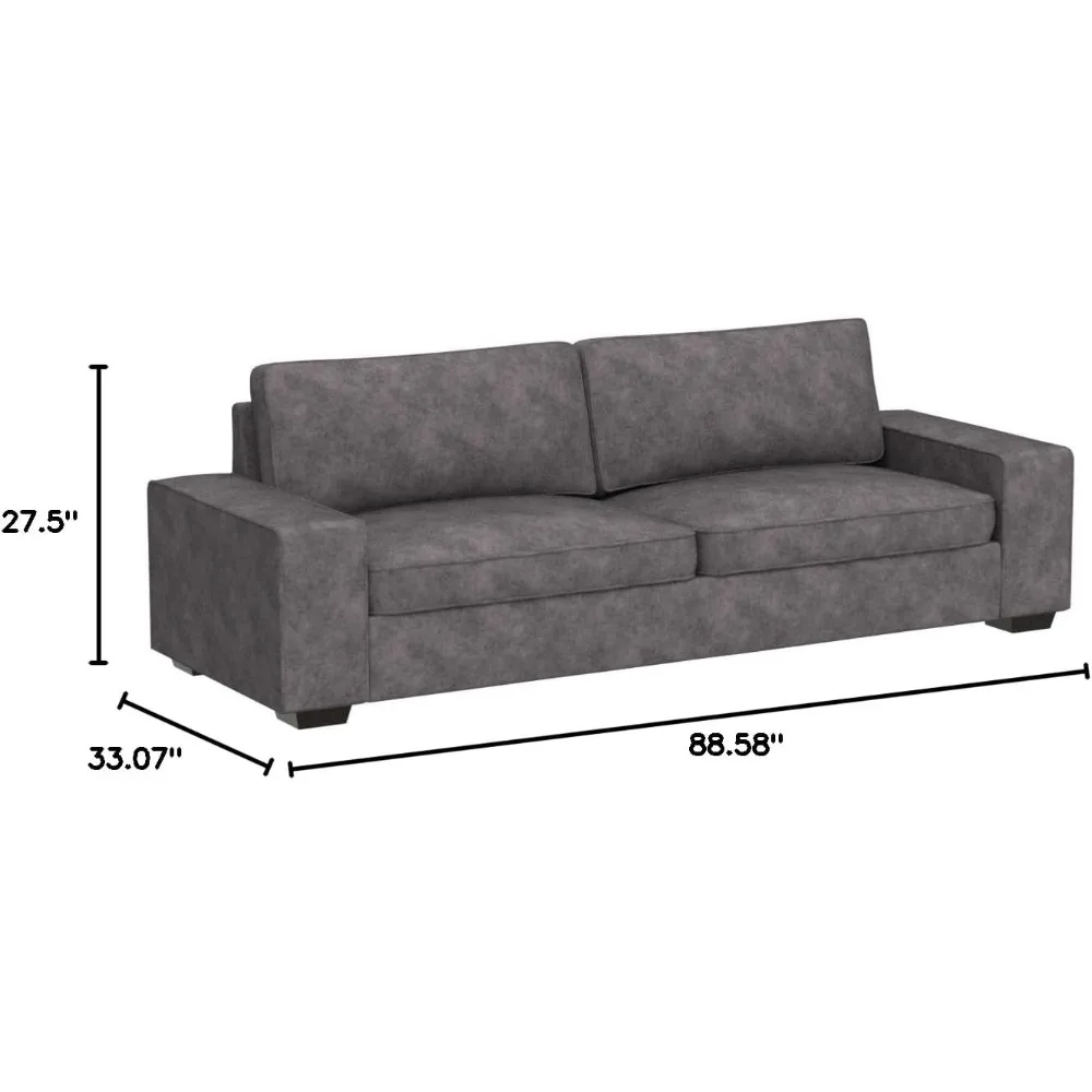 88.58''Modern Sofas Couches for Living Room, Deep Seat Sofas &couches with Metal,Removable Low-Back Sofa Cushion,Easy to Install