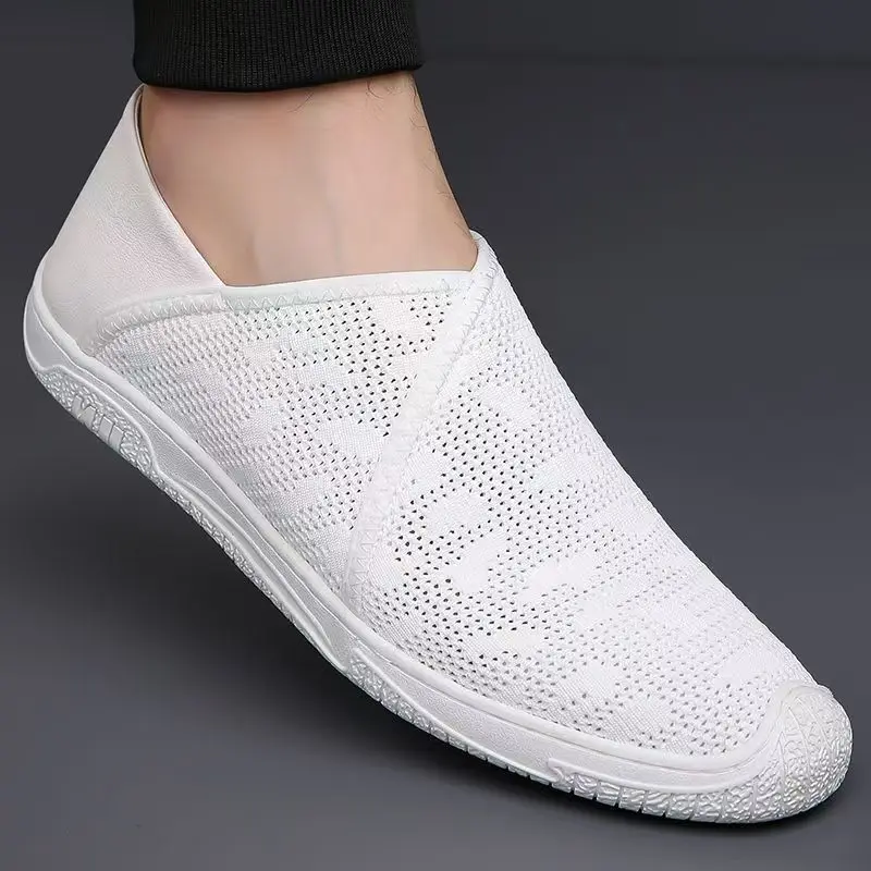 Men Summer New Mesh Slip On Casual Shoes Soft Sole Non Slip Lightweight Breathable Walking Shoes Middle Aged And Elderly Shoes