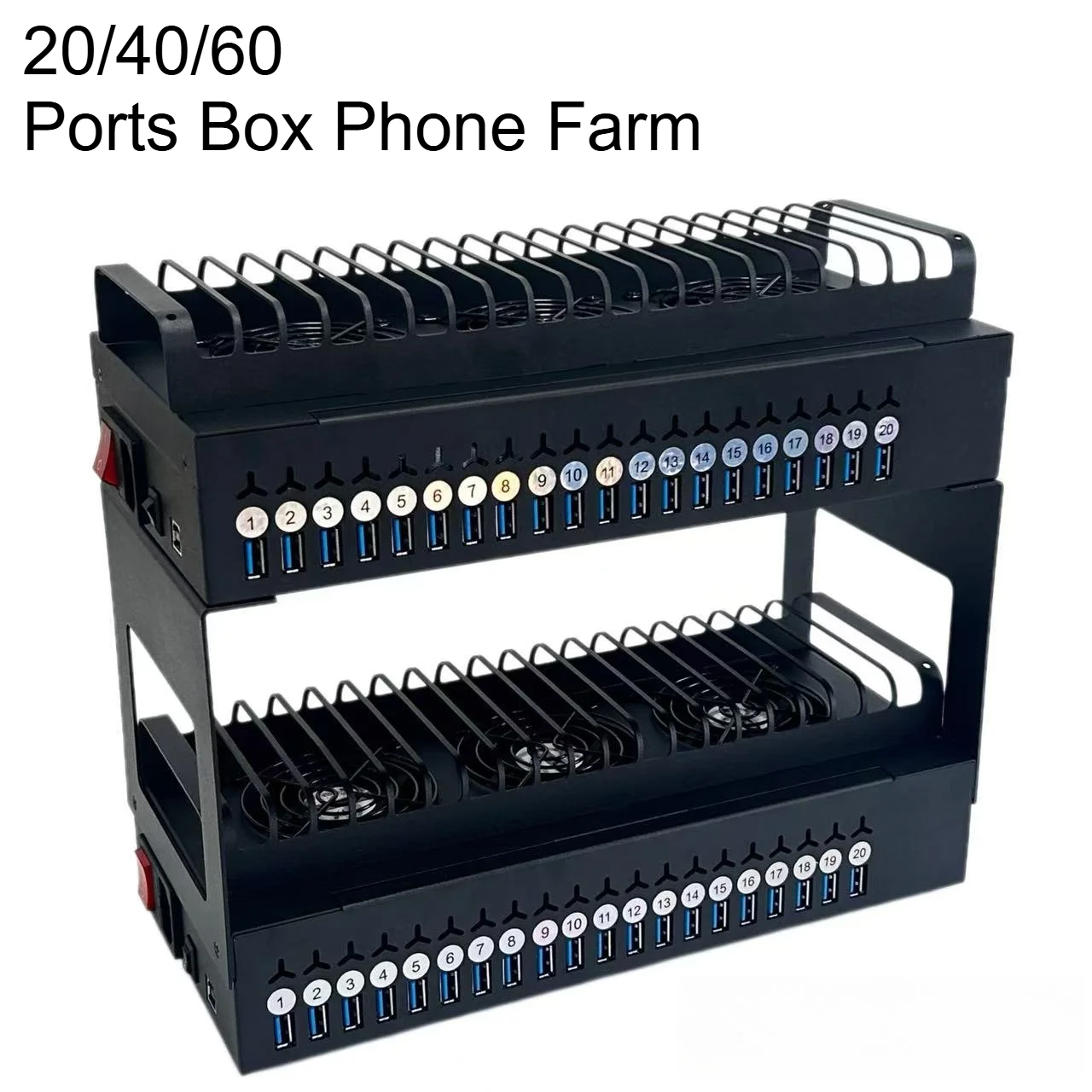 20 40 60 USB Ports Phone Box Farm USB Hub Android Control Box Batch Synchronization Control Unified Management Smartphones