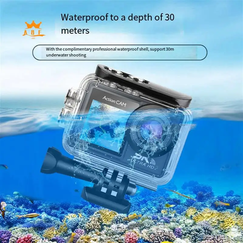 

A08E-Wifi Anti-Shake Action Camera 5K 30FPS Dual Screen 170° Wide Angle 30M Waterproof Sport Camera With Remote Control