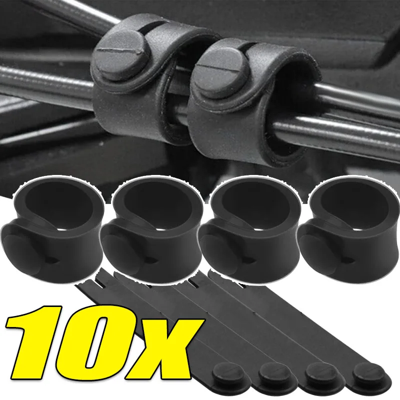 

Clutch Cables Anti-Hardening Wire Organizer Strap Anti-Hardening Black Rubber Cable Tie Elastic Clamp for Motorcycle Car Bike