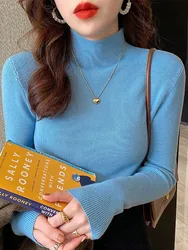 2026 New Turtleneck Sweater Women Fashion Stretch Tops Women Knitted Pullovers Long Sleeve Bottoming Knitted Sweater