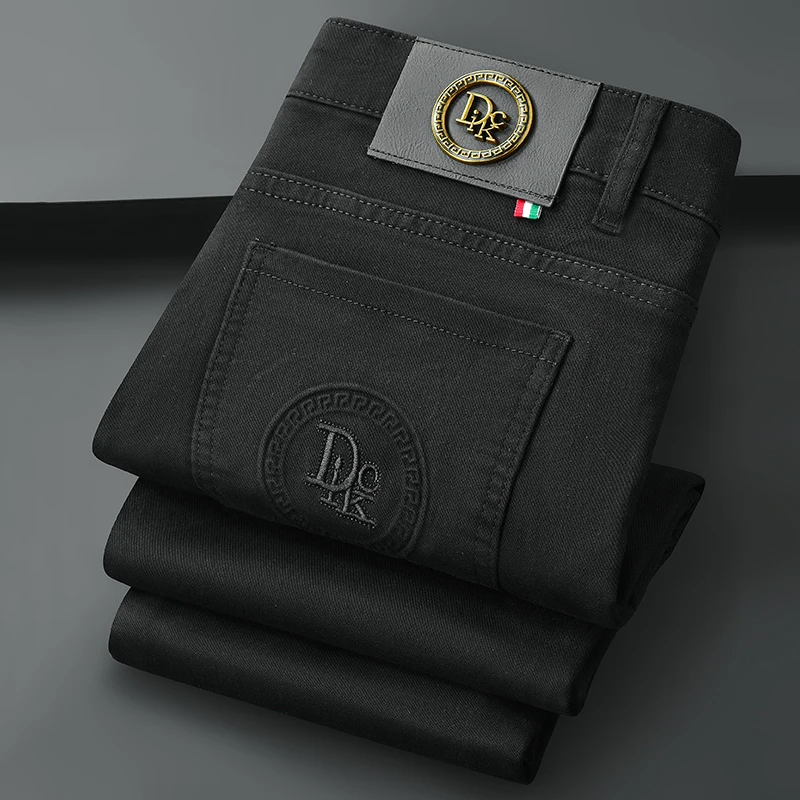 

Мужские джинсы New Town, повседневные прямые брюки из эластичного хлопкового денима с эластичной резинкой на талии, весенняя коллекция, универсальная деловая одежда