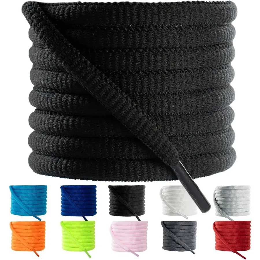 Oval  1/4" Athletic Shoe Laces Half Round 14 Dferent Lengths Ring Shoelace for Everone in 24"-79"