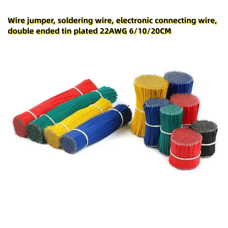 100 قطعة سلك توصيل، سلك لحام، سلك توصيل إلكتروني، مطلي بالقصدير مزدوج الأطراف 22AWG 6/10/20 سم