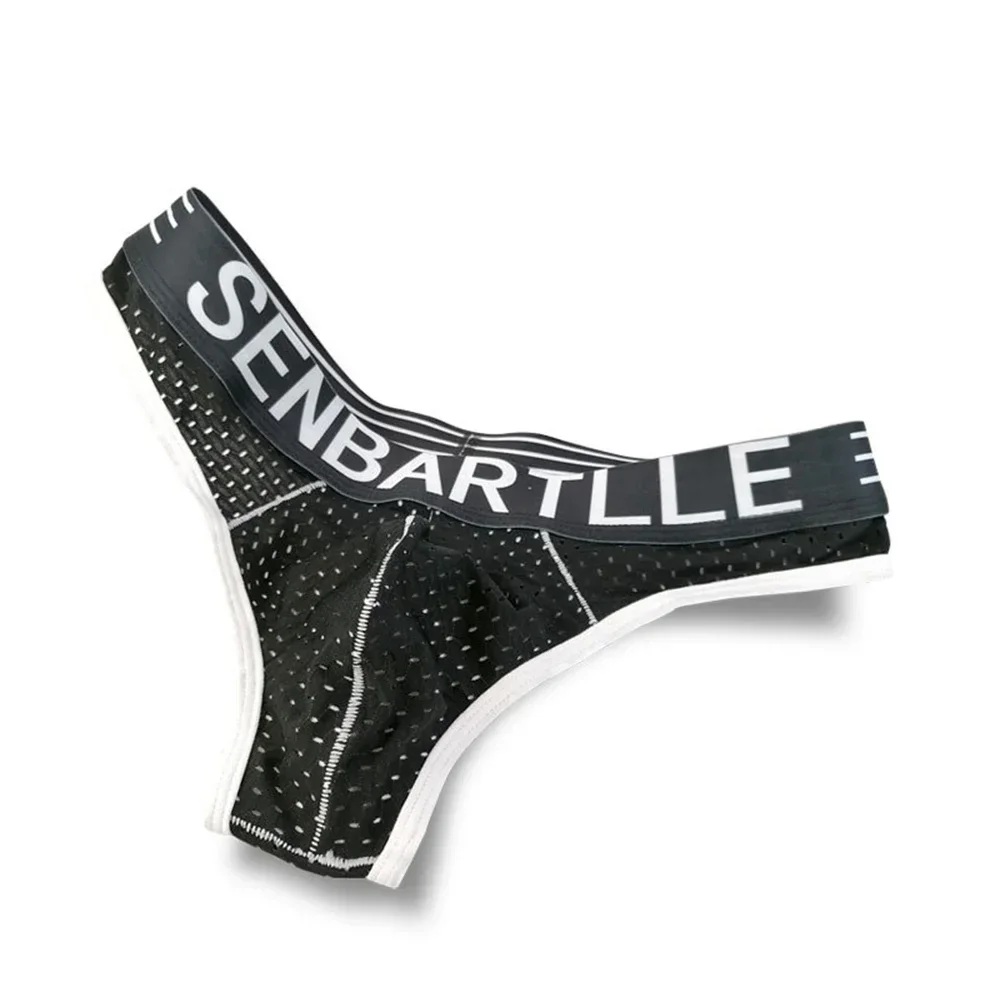 

Fashion Men's G-strings Breathable Mesh Sexy Low Waist Bulge Pouch Panties Thongs Lingerie Male Bikini Briefs Shorts
