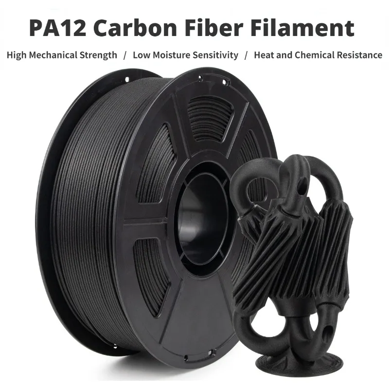 

PA12 Carbon Fiber Nylon Filament,Low Moisture Sensitivity Enhanced CF Filament for Industrial Engineering Printing,1kg(2.2lbs)