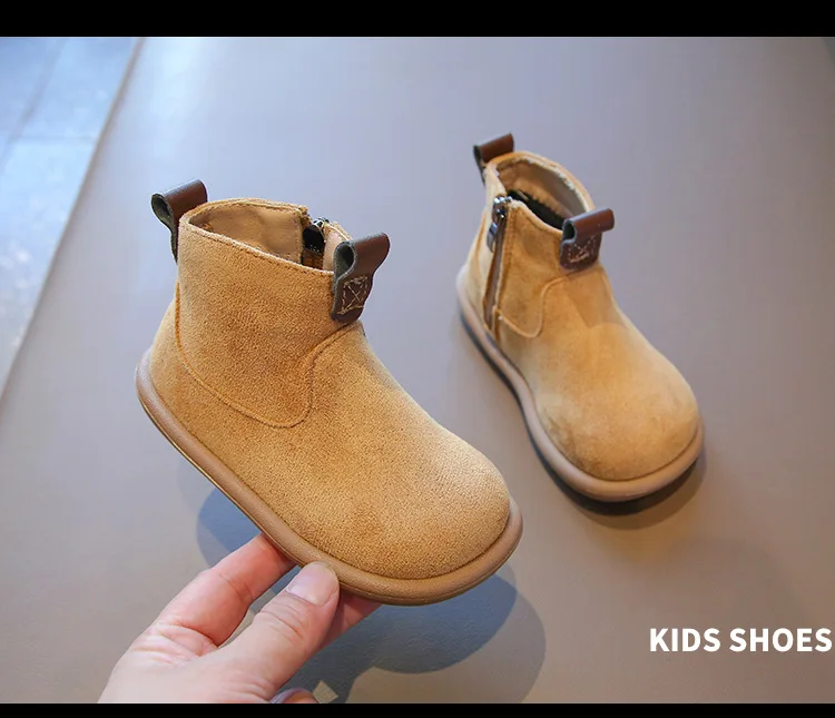 Herbst-Winter Baby Jungen Mädchen Stiefel Oxford Wildleder Kinder Freizeitschuhe Outdoor Rutschfeste Babyschuhe Plüsch Kinder Knöchelstiefel – Detail 16