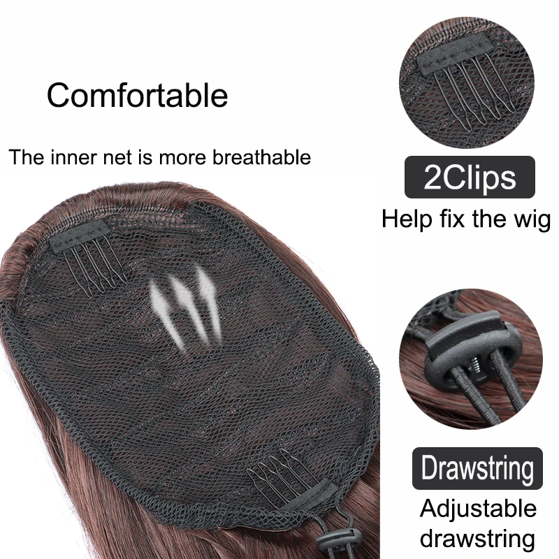 26Inch Synthetic Long Ponytail Extension Water Curly Hair Soft Long Drawstring Black Blonde Hairpiece Ponytail for Women