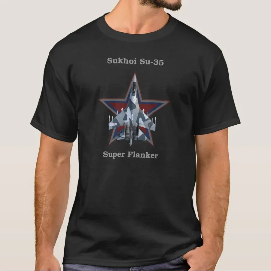 

Russian Air Force Red Star Su 35 "Super Flanker" Fighter T-Shirt. Premium Cotton Short Sleeve O-Neck Mens T Shirt New