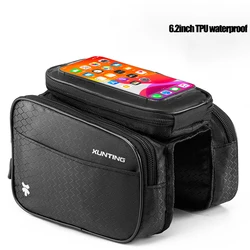 Xunting Bicycle Bag Phone Bag Waterproof Mountain Bike Front Top Tube Bag Cycling Touch Screen Phone Holder Pannier MTB Road Bik