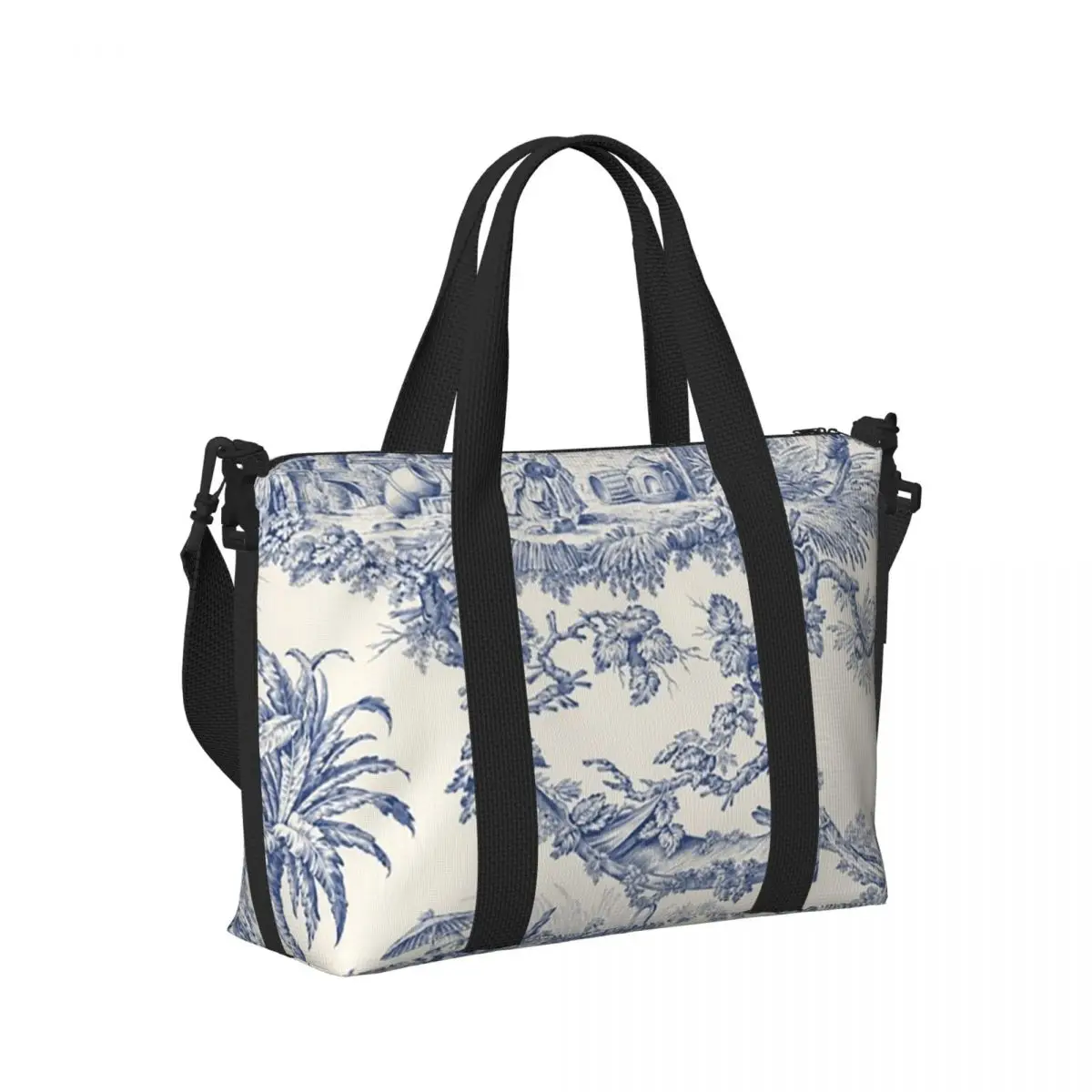 

Пляжная дорожная сумка с узорами Toile De Jouy, пляжная дорожная сумка с французским мотивом, большая вместительная сумка-тоут для спортзала, спортивная женская дорожная сумка для покупок