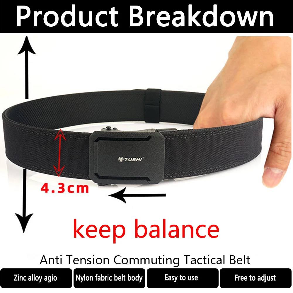 TUSHI 1.7 inch Army Tactical Belt Quick Release Military Airsoft Training Molle Belt Outdoor Shooting Hiking Hunting Sports Belt