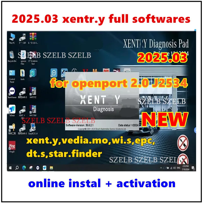 Latest 2025.03 Xentry Full Softwares Vediamo DTS WIS EPC Starfinder for C6, VXDIAG / Openport 2.0 J2534 OBD2 Tool Remote Install