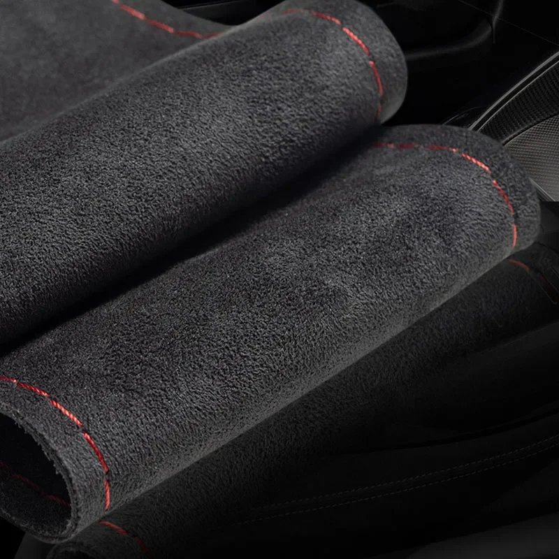 Pelle scamosciata per Tesla Model 3 Model Y Cucito a mano Coprivolante per auto Guscio protettivo Accessori interni per auto Grigio antracite