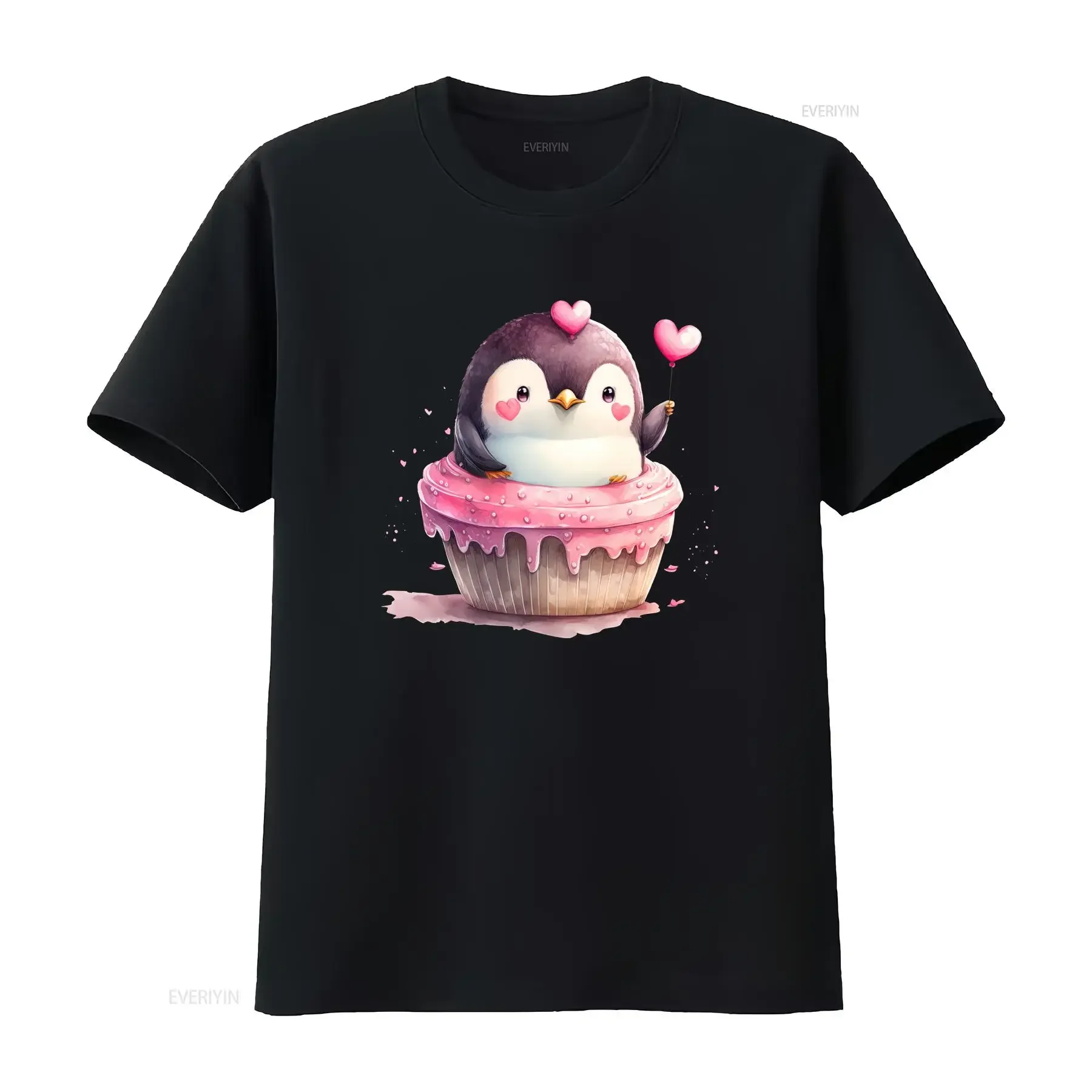 Penguin In A Cupcake Ladies T Shirt Sizes Small 2XL vintage Washed Slightly Unisex designer clothes graphic Casual Comfortable