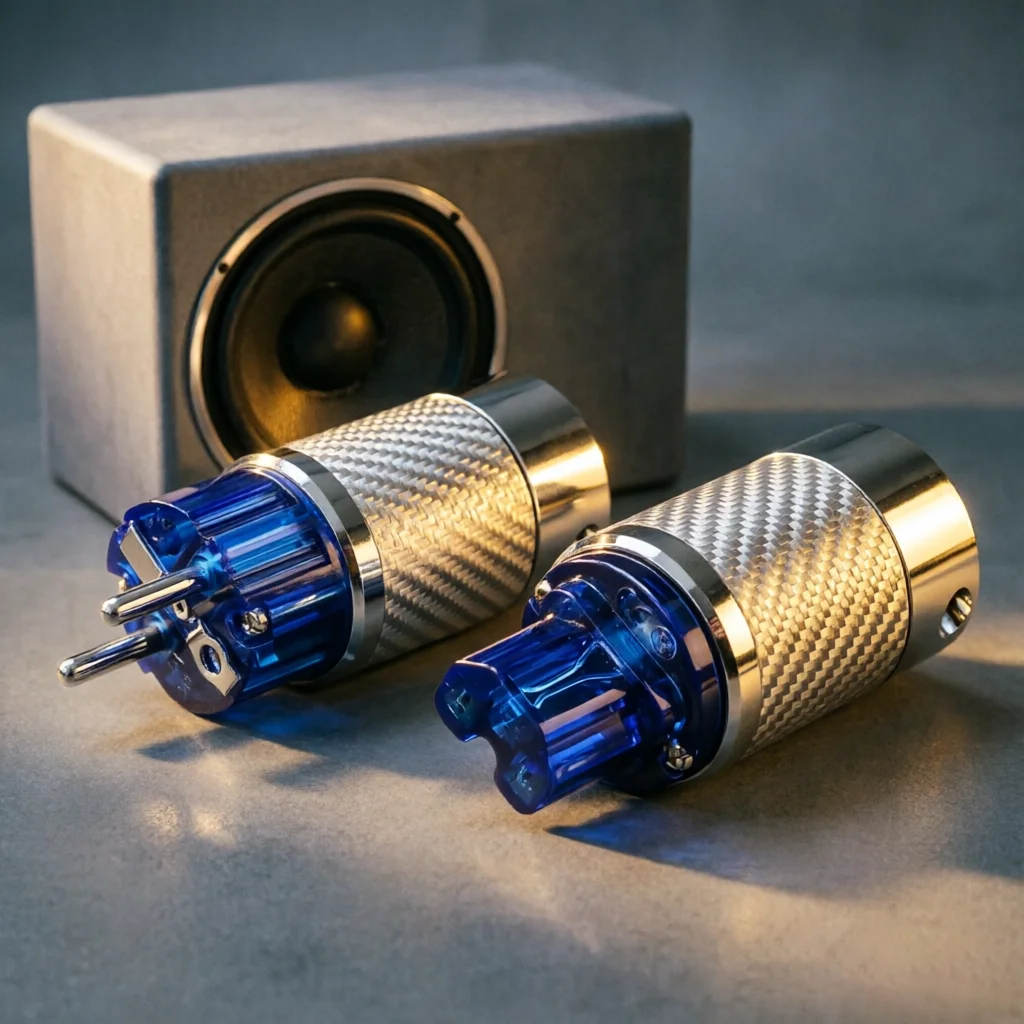 DIY HiFi AC Power Cord Kit - SCHUKO Plug + IEC320 C13 Socket Set, 24K Gold Brass Pins & Aluminium Housing for Audiophile Mains C