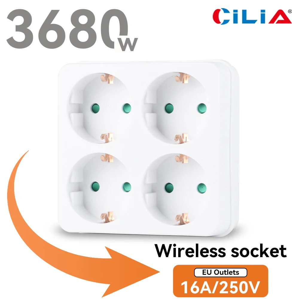 CILIA 1/2/4 قطعة محول تمديد مقبس الطاقة للاتحاد الأوروبي، 4 منافذ تصميم مربع مدمج للمنزل والمكتب للاستخدام مناسب للسفر، أبيض