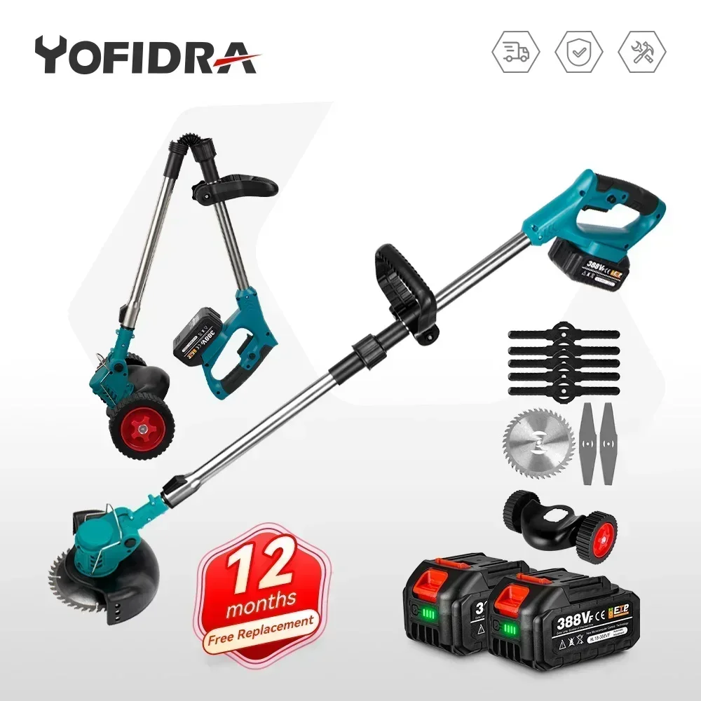 Electric Lawn Mower Foldable Adjustable Trimmer Cordless Efficient Garden Pruning Cutting Power Tools For Makita 18V Battery