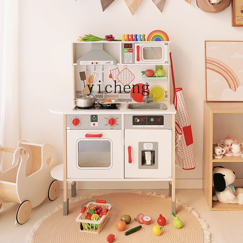Zz لعب الأطفال الفاخرة المطبخ الصوت والألعاب الخشبية الخفيفة 3-6 سنوات محاكاة الثلاجة محاكاة