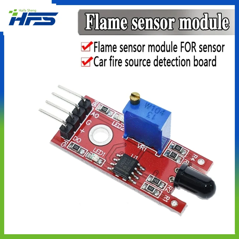 

KY-026 Flame Sensor Module IR Sensor Detector For Temperature Detecting Suitable For Arduino