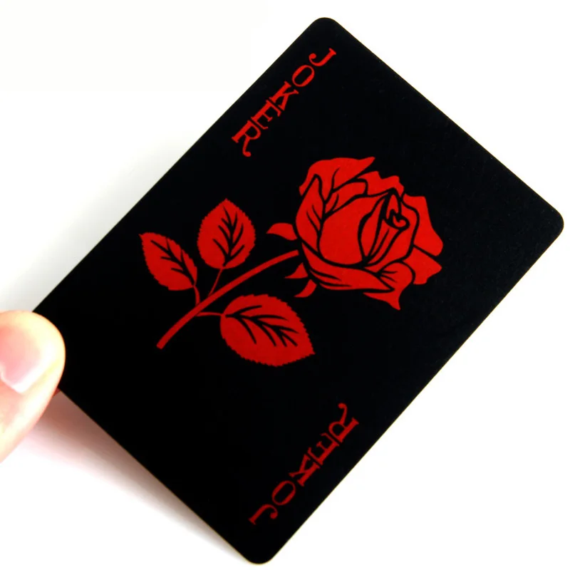 Rose Black Plastic Playing Cards Flower Cut Magic Practice Cards Waterproof Poker