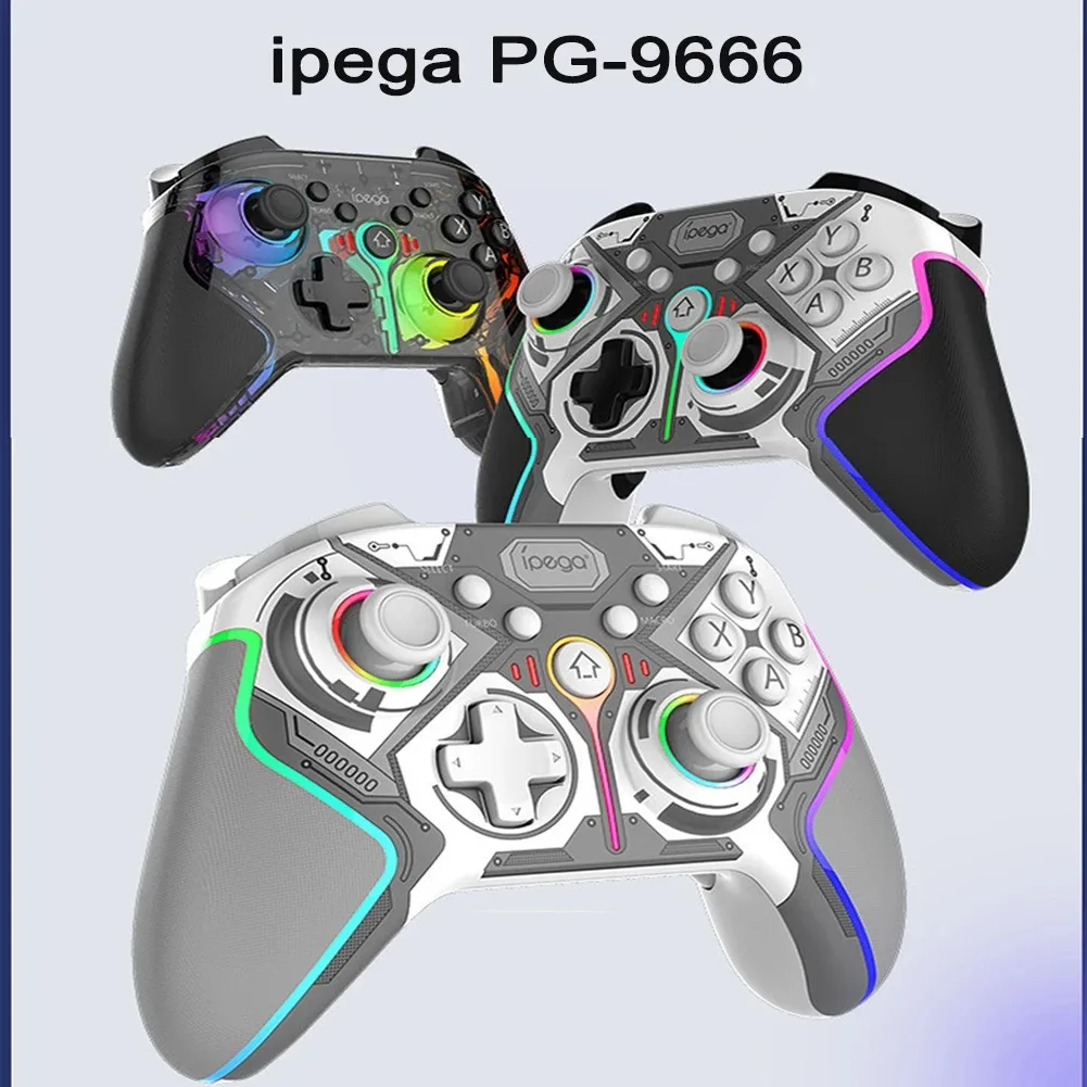 ipega-ワイヤレスrgb-pg-9666コントローラースイッチps3-ps4-android-ios-pcプログラム可能な振動ターボbluetoothゲームパッド用