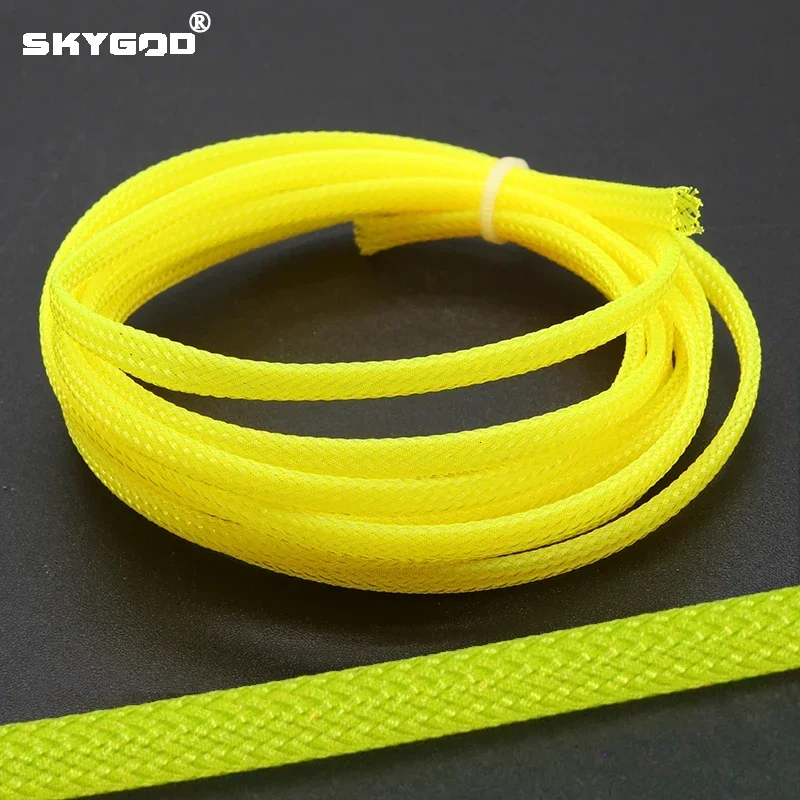 1~50m Yellow PET Braid Sleeve 2/4/6/8/10/12/14/16/20/25/30mm High Density Protect Snake Skin Wrap Sheath For Electric Cables