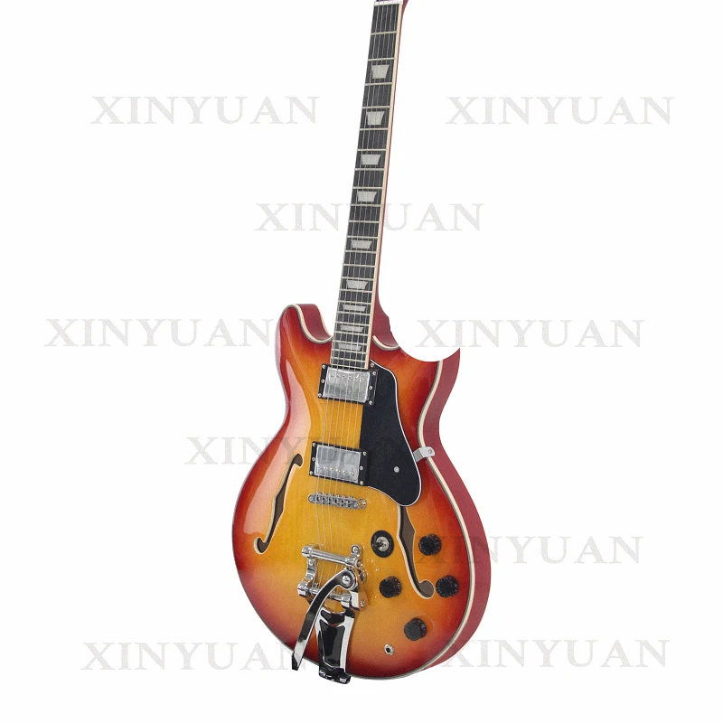 Electric Jazz Guitar, 6-String Equipped with H-H Pickup, Maple Body, Mahogany Neck and Rosewood Fingerboard