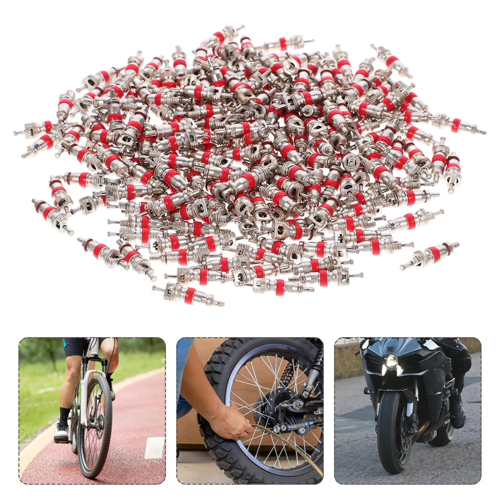 200Pcs Red Tire Valve Cores Bike Tubeless Sealing Stopper Core Replacement for Road Mountain Motorcycle Tires Sealing Core