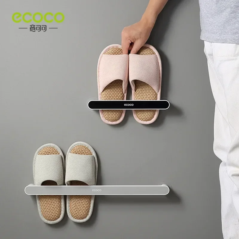 

ecoco Bathroom slipper rack non perforated wall mounted toilet slipper storage rack shoe storage behind the door shoes storage