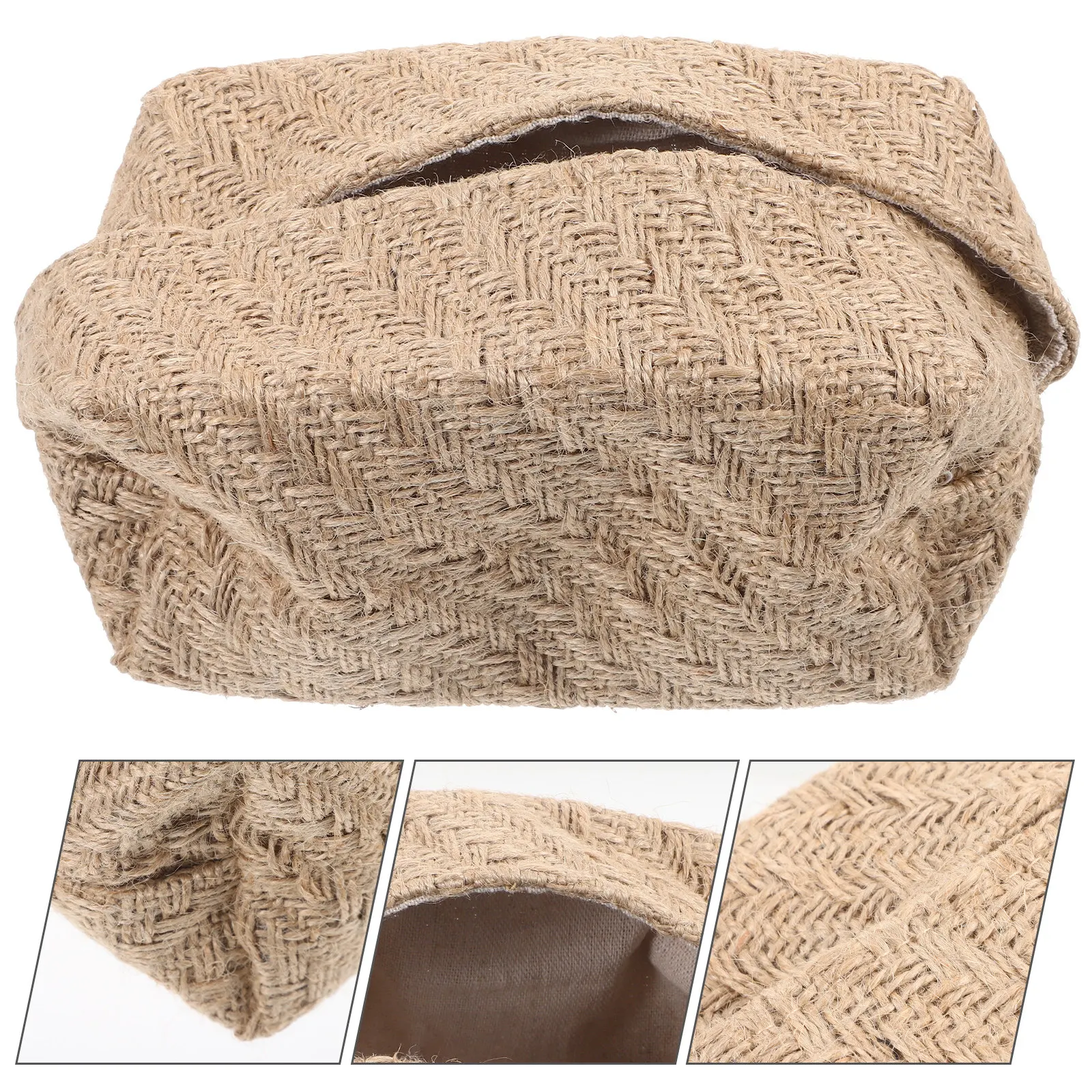 Cotton Linen Tissue Box Holder – Napkin Dispenser for Car & Home, Refillable Soft-Touch Organizer with Decorative Design